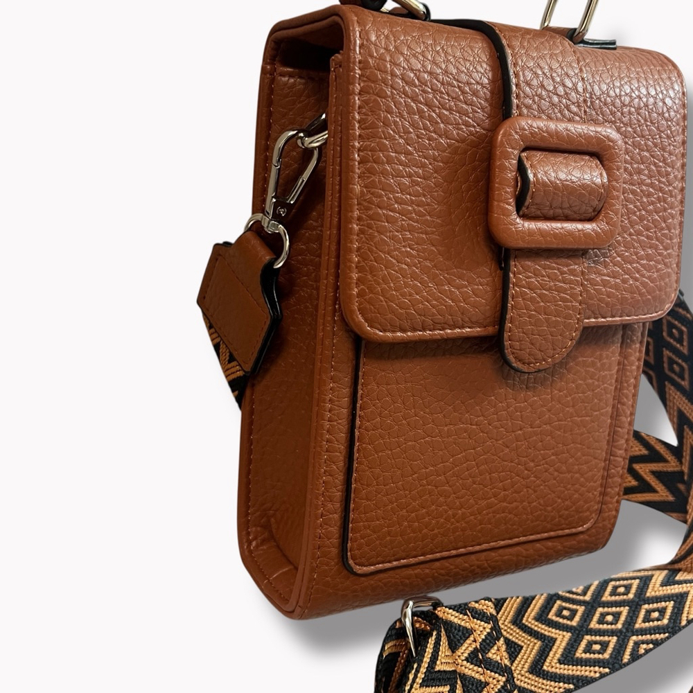 K Carroll Brown Phone Crossbody Bag Adjustable Strap Mini Organizer Purse - Picture 15 of 16